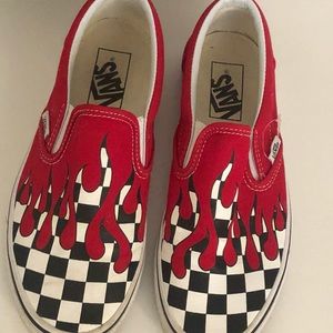 Clacked flame slip on Vans
